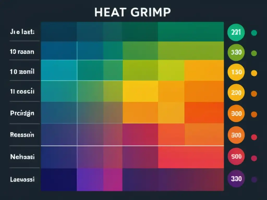 Un mapa de calor vibrante y preciso sobre una cuadrícula de datos, revelando patrones ocultos