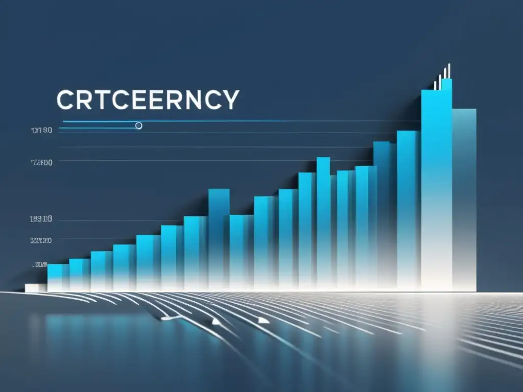 Gráfica de mercado de criptomonedas con líneas nítidas en tonos de azul y gris sobre fondo blanco, evocando modernidad y precisión