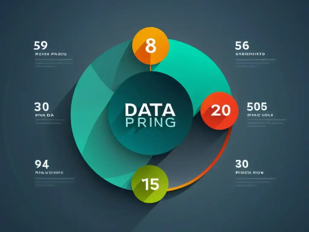 Representación gráfica minimalista de Big Data estrategia precios dinámica, con puntos de datos interconectados y diseño moderno