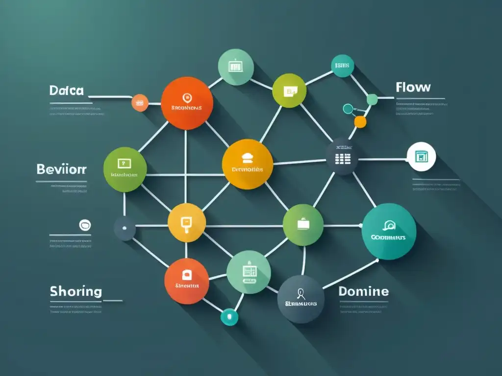 Una representación gráfica minimalista muestra la interconexión de datos y recomendaciones personalizadas