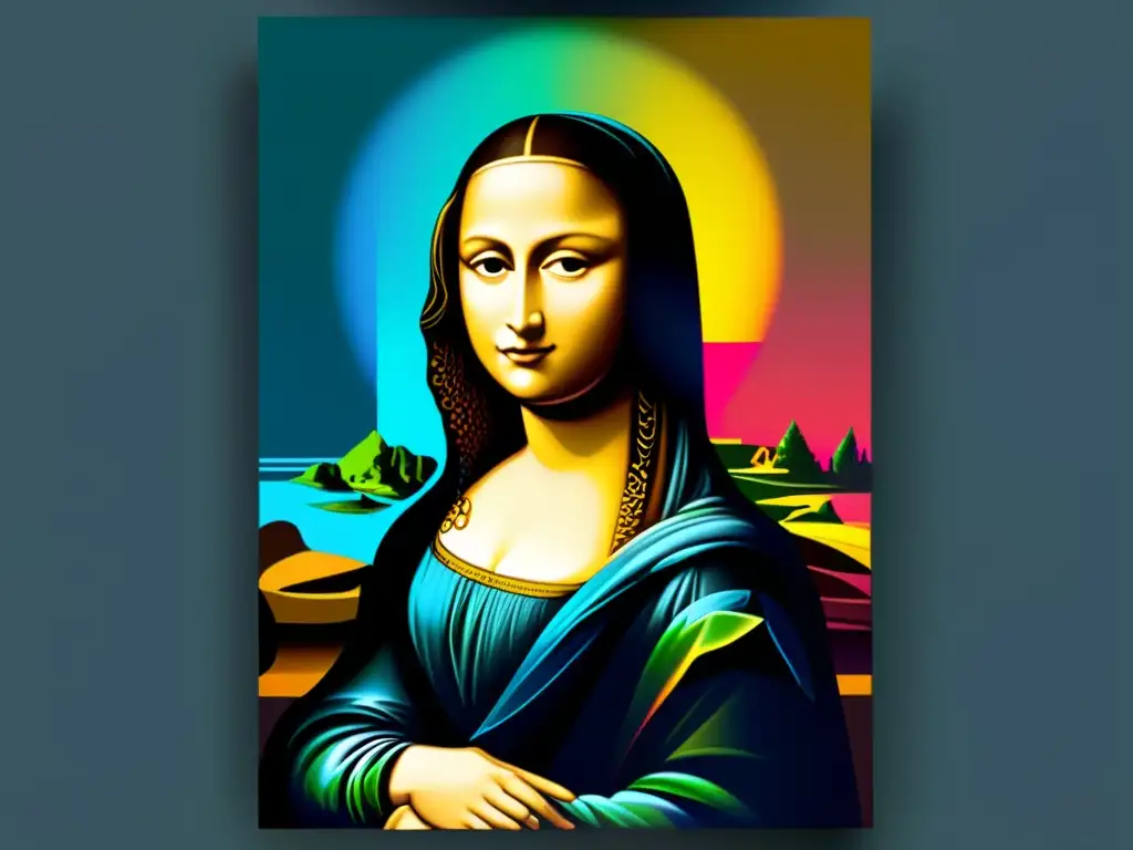 Reinterpretación minimalista de la Mona Lisa con toque futurista