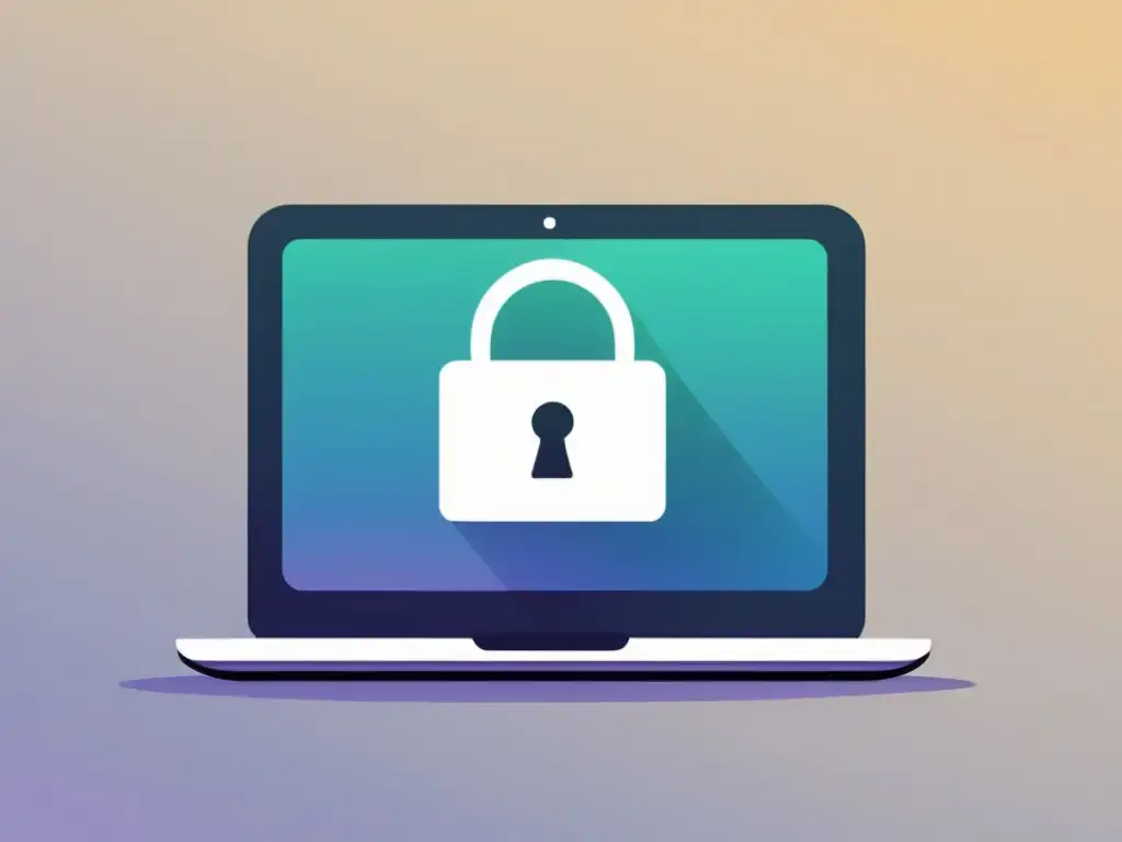 Minimalista pantalla de computadora con icono de candado en el navegador, simbolizando nuevo paradigma privacidad online con estética moderna y limpia
