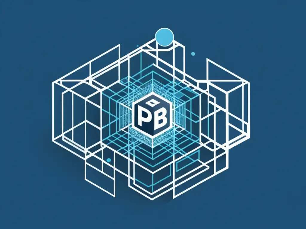 Redes descentralizadas: desafíos de propiedad intelectual en blockchain Ilustración minimalista de una red descentralizada futurista, simbolizando los desafíos de la propiedad intelectual en la era del blockchain