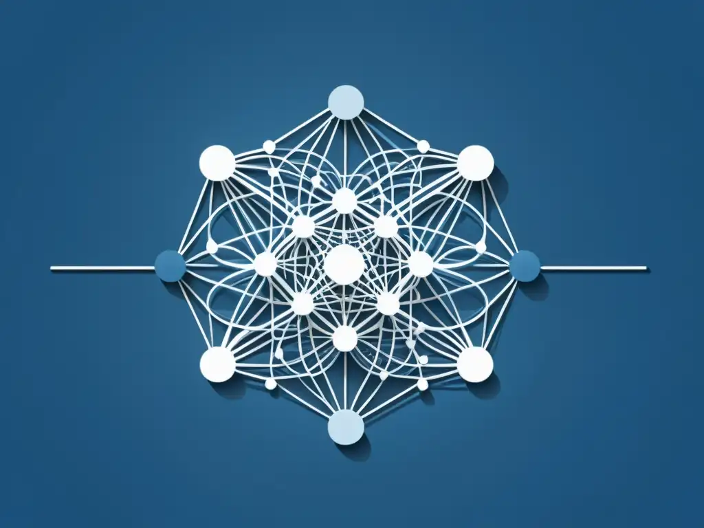 Representación gráfica minimalista de una red neuronal, simbolizando la complejidad del Deep Learning para predicción comportamiento consumidor