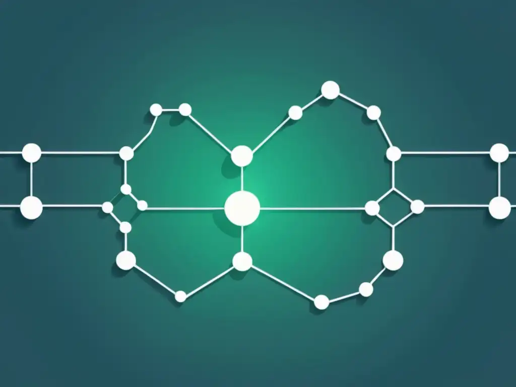 Ilustración minimalista de redes de energía y bloques de datos interconectados, simbolizando la integración de la tecnología blockchain con la eficiencia energética