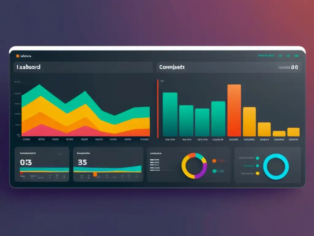 Un moderno panel de visualización de datos para científicos de datos, con gráficos claros y colores vibrantes que transmiten cohesión y claridad