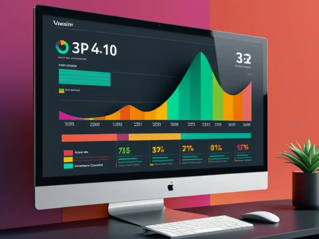 Monitor de computadora moderno muestra visualización dinámica de datos