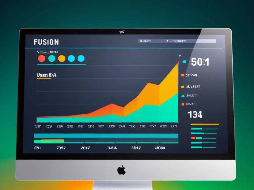 Monitor moderno muestra visualización de datos vibrante y detallada