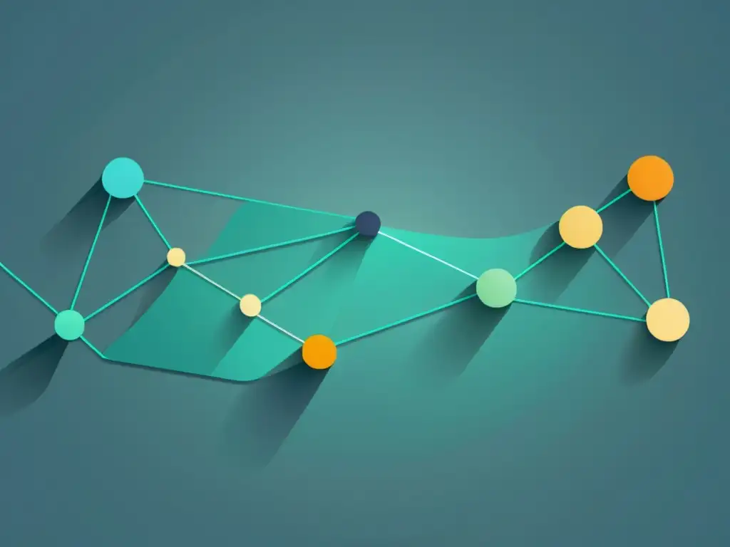 Interconexión de nodos representa la Importancia del Big Data en tecnología, con diseño minimalista y paleta de colores fríos