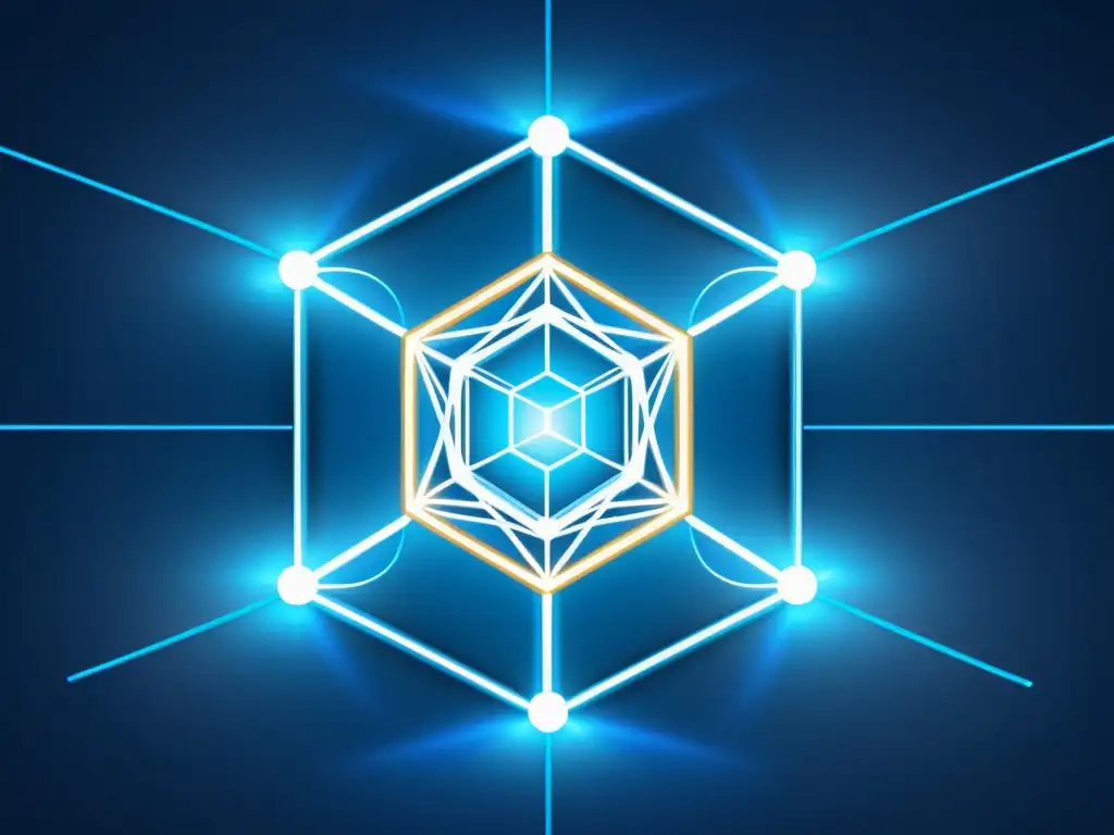 Red de Blockchain Futurista: Nodos Conectados Una obra digital futurista y minimalista con una red blockchain de nodos interconectados, líneas brillantes y un diseño moderno