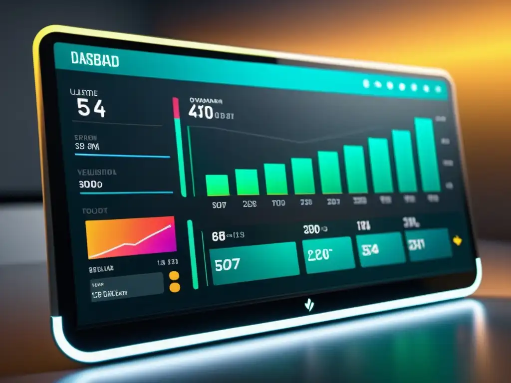 Panel de control moderno y elegante con visualizaciones dinámicas de datos