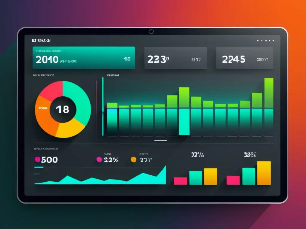 Un panel de visualización de datos futurista y minimalista con herramientas avanzadas de visualización de datos