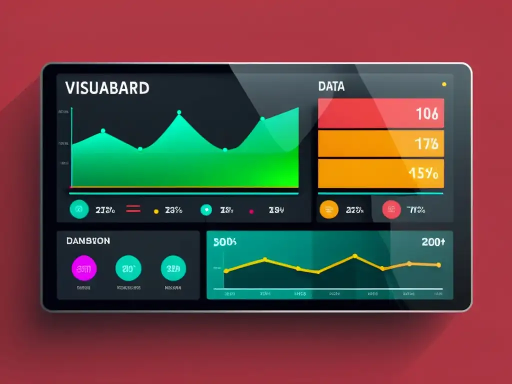 Panel de visualización de datos en alta resolución con técnicas creativas de visualización de big data en un diseño moderno y sofisticado