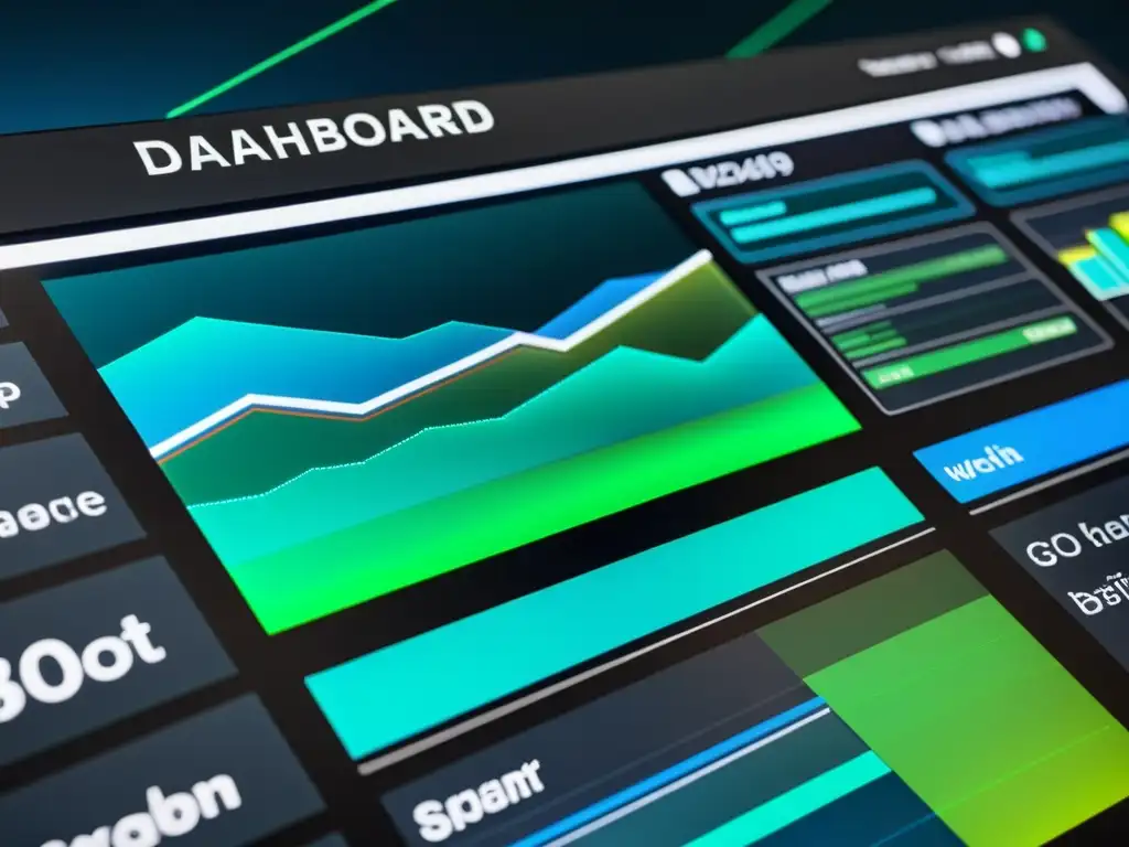 Un panel de integración de datos futurista con gráficos y datos vibrantes, para procesos críticos integración datos masivos