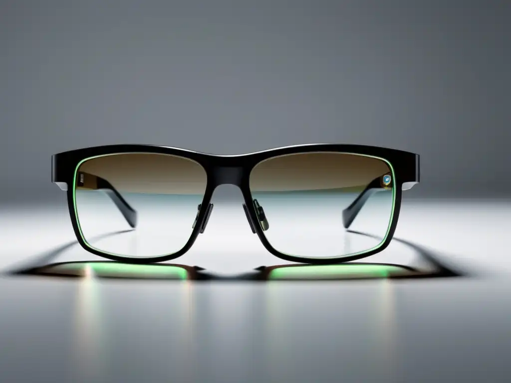 Gafas electrónicas futuristas de alta tecnología Un par de gafas electrónicas de diseño futurista con avanzadas lentes de cámara y sensores, sobre fondo blanco