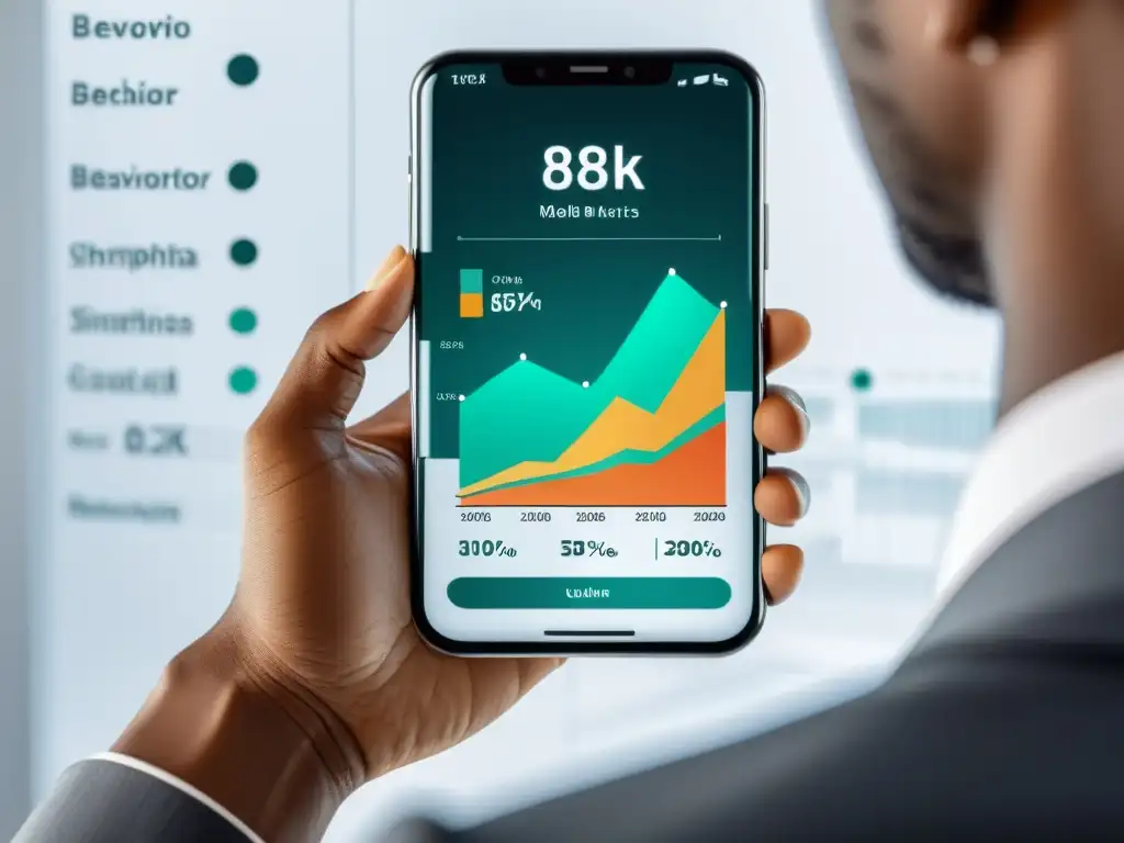 Persona analizando datos móviles en smartphone