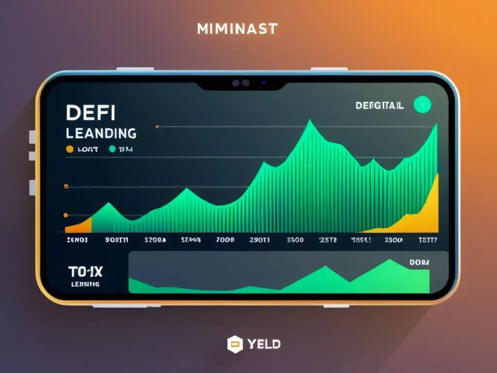 Plataforma DeFi con diseño moderno y datos financieros claros, transmitiendo confianza y eficiencia