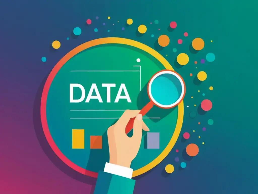 Un principiante examina una visualización de datos con una lupa