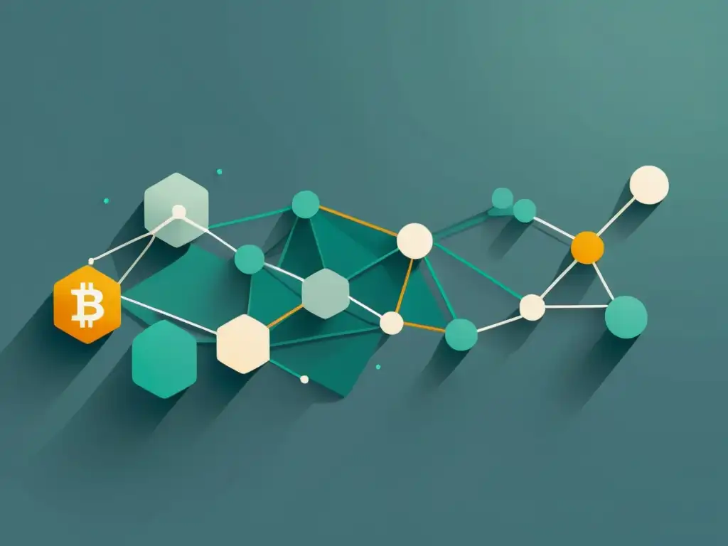 Ilustración de alta resolución de una red blockchain con nodos y conexiones, mostrando su complejidad y seguridad