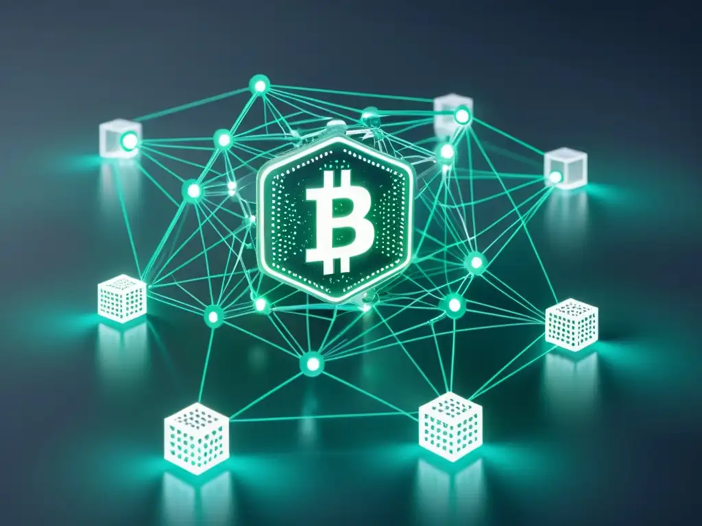 Blockchain transparente: Revolución publicitaria digital Una red blockchain transparente se entrelaza con plataformas de publicidad digital, mostrando flujo de datos y transacciones