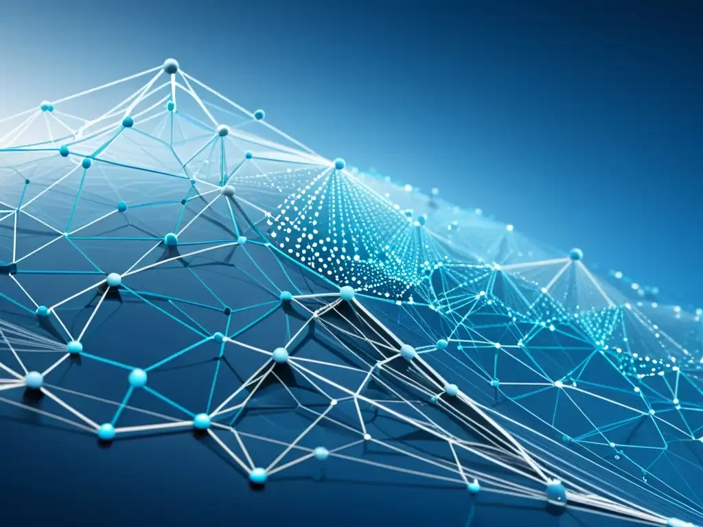 Una red futurista de datos interconectados en tonos de azul y plata, evocando la complejidad de la minería de datos en la era del Big Data