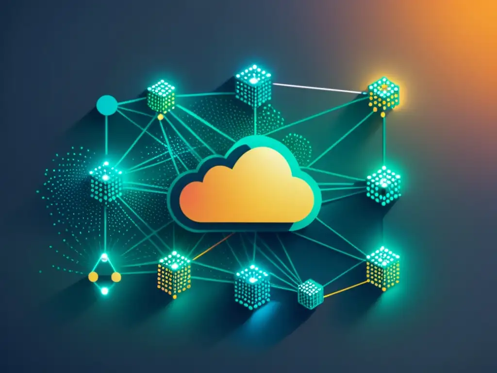 Red de seguridad cibernética con nodos interconectados y flujo de datos, ilustrando la importancia de Zero Trust Security