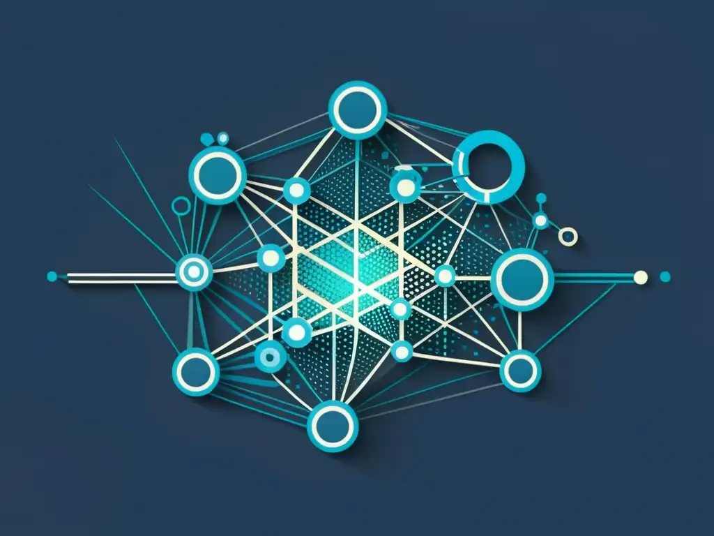Red de nodos futurista: tecnología AI en acción Redes futuristas de nodos interconectados en tonos azules y grises, evocando eficiencia tecnológica
