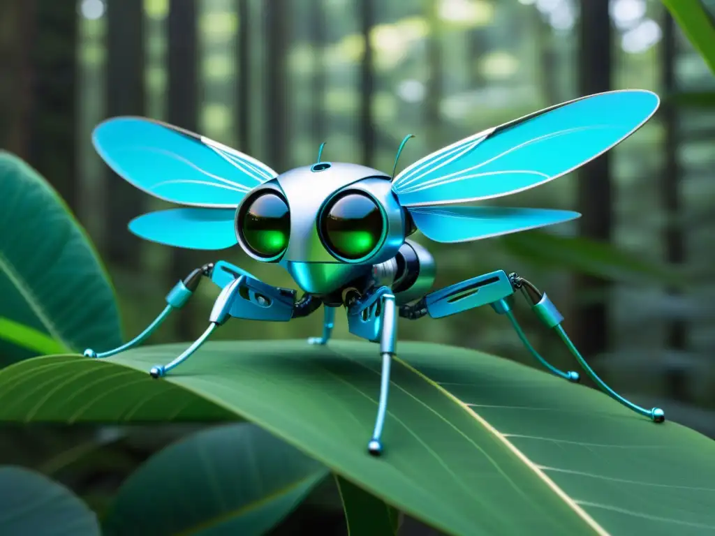 Un robot biomimético con diseño de dragonfly, en la naturaleza