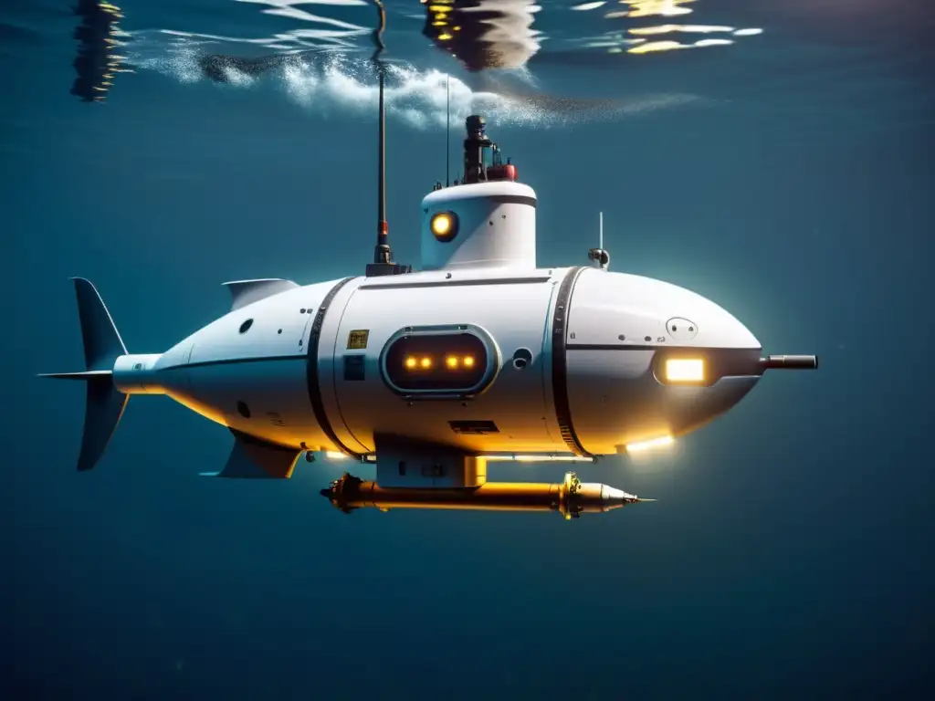 Robot submarino en la industria petrolera explorando las profundidades marinas con su diseño innovador y eficiente