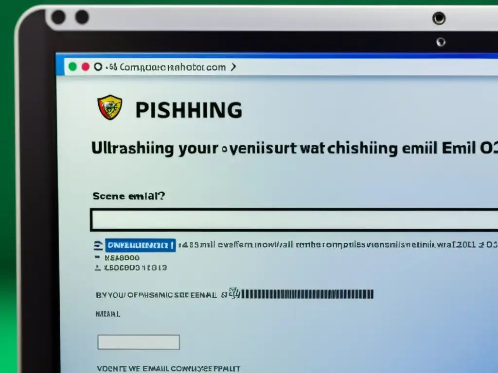 Simulacros de phishing para empresas: Detalle impactante de pantalla con email falso convincente de empresa conocida