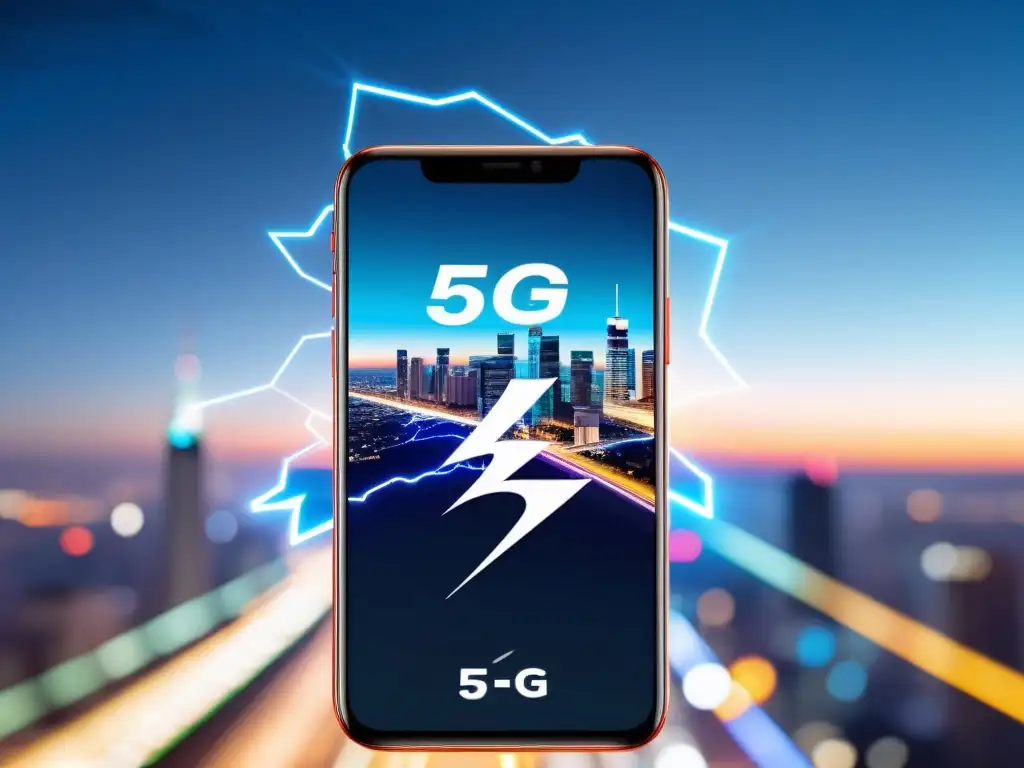 Un smartphone de alta tecnología muestra la velocidad 5G, con impacto en estrategias de marketing digital