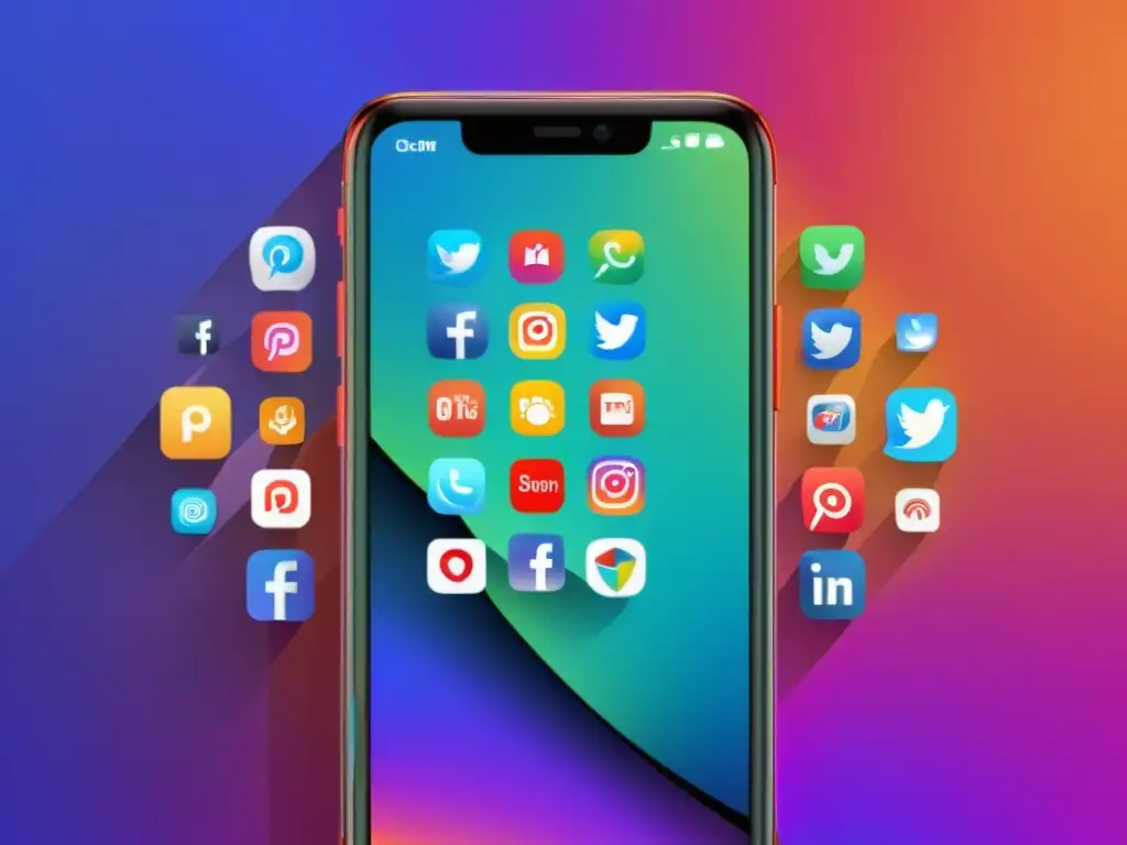 Smartphone con apps de redes sociales de terceros, resaltando riesgos de seguridad