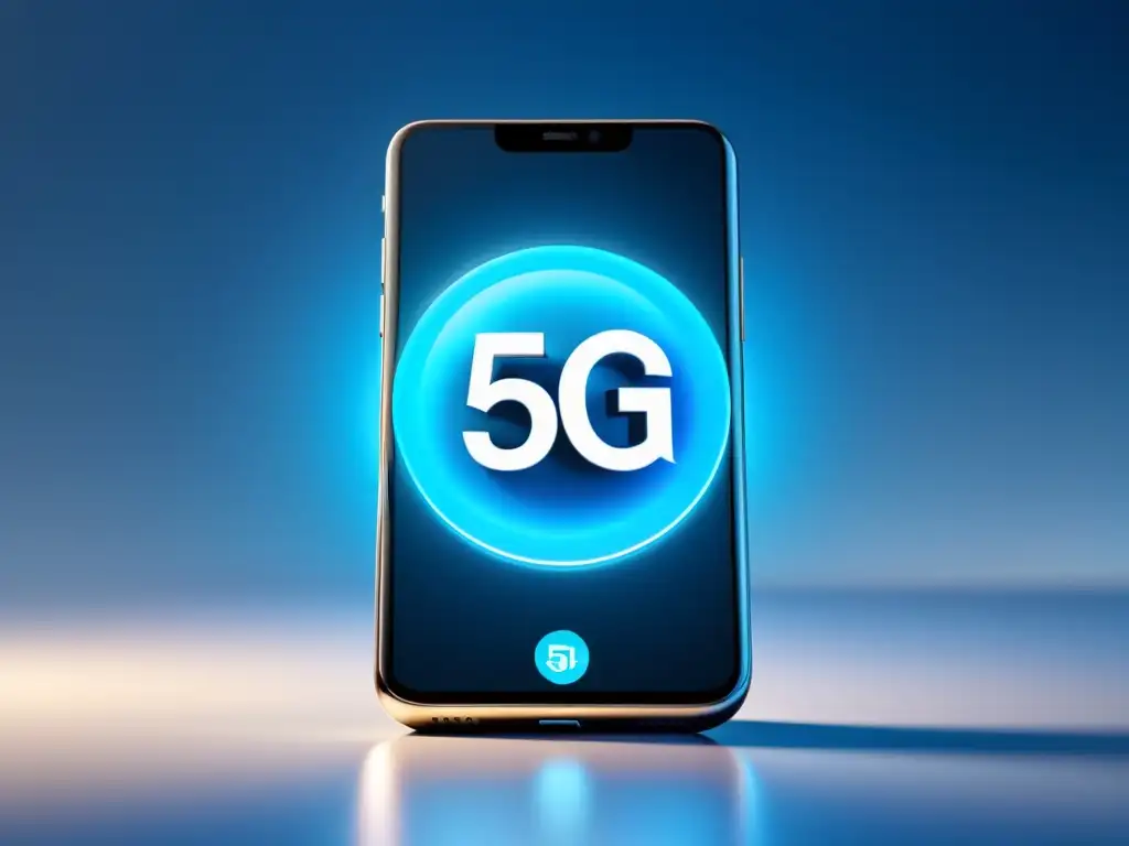 Un smartphone de diseño minimalista muestra el ícono 5G en alta definición