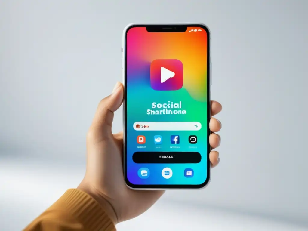Un smartphone moderno muestra una app de redes sociales en realidad aumentada