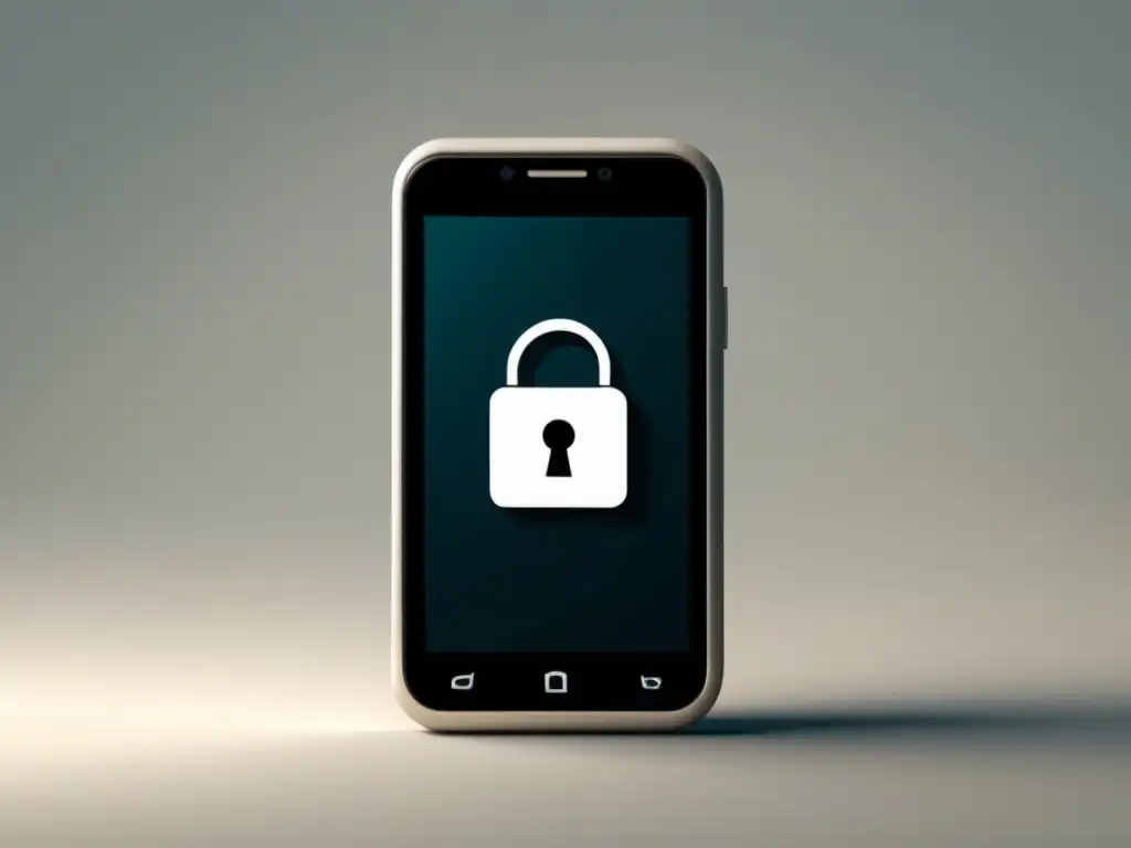 Un smartphone moderno con un icono de candado en la pantalla, transmitiendo seguridad en aplicaciones móviles