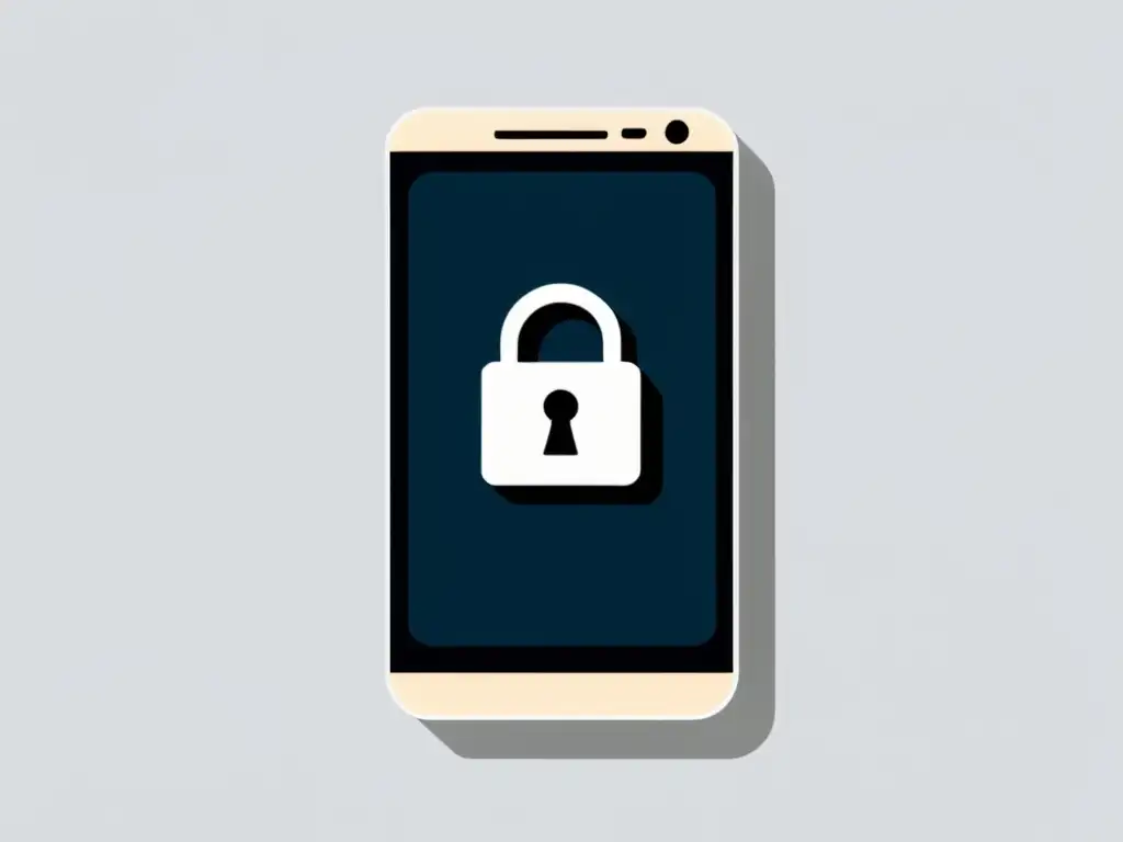 Un smartphone moderno con un icono prominente de candado, representando la importancia de actualizar dispositivos para la seguridad