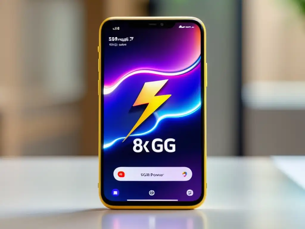 Un smartphone moderno muestra una plataforma de comercio electrónico en 8K con señales 5G rápidas, transformación del eCommerce con 5G