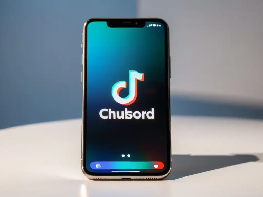 Un smartphone moderno exhibe plataformas emergentes como Clubhouse, TikTok y Discord en una composición minimalista y sofisticada