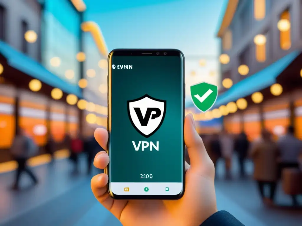 Un smartphone seguro con VPN en una red pública