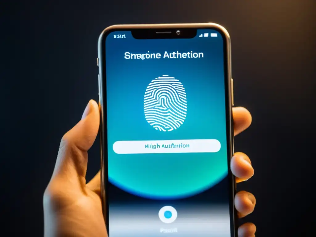 Smartphone muestra autenticación biométrica y de un solo uso en un elegante y seguro diseño