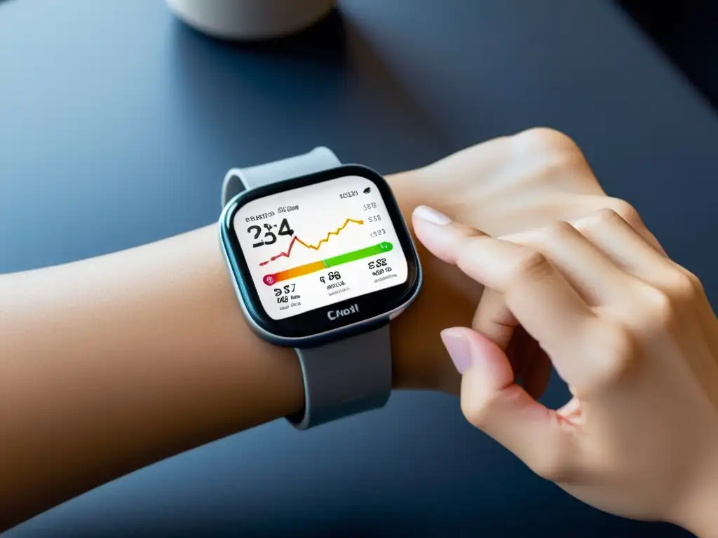 Monitor de glucosa en tiempo real: tecnología futurista para el control de la diabetes Un smartphone transparente muestra la app de monitoreo de glucosa en tiempo real con diseño moderno