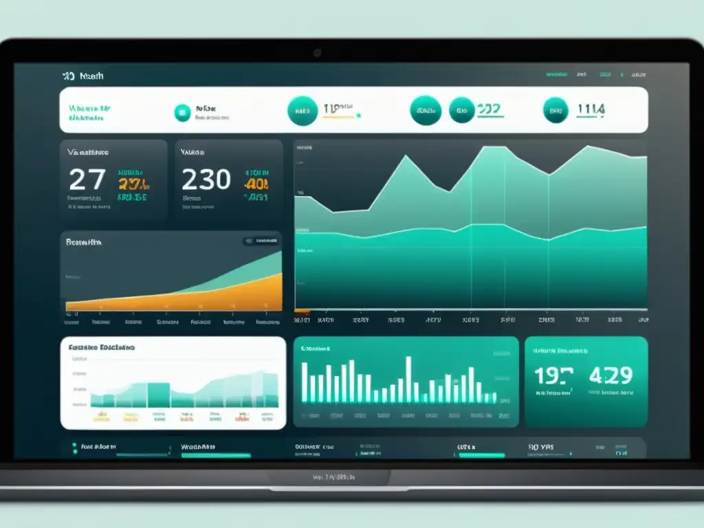 Tablero de visualización de datos de salud futurista, detallado y minimalista, mejorando sistemas de salud pública con Big Data