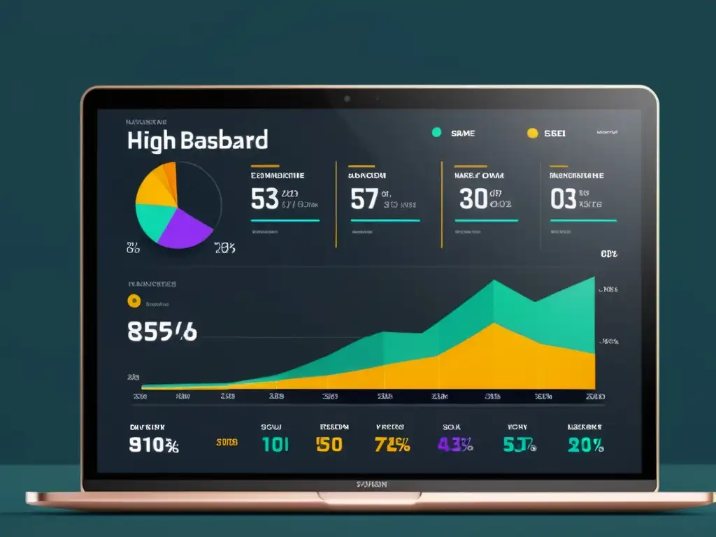 Tablero de marketing futurista con personalización del marketing con machine learning, visualizaciones dinámicas y estrategias exitosas