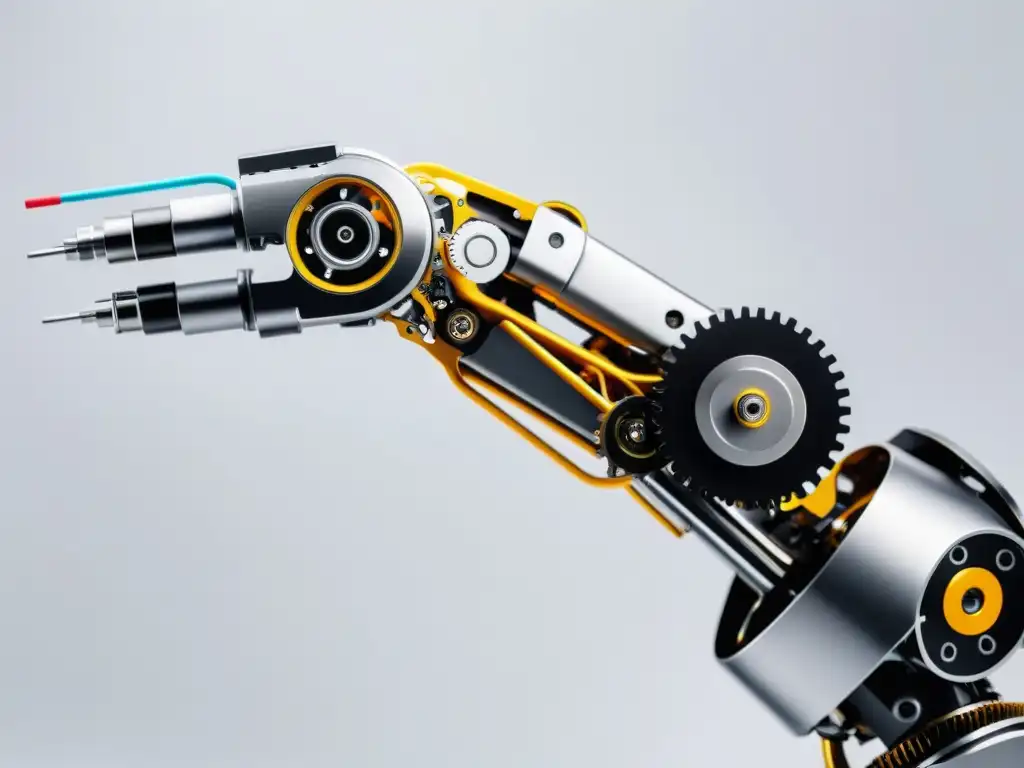 Robot arm de alta tecnología recogiendo con precisión un objeto colorido