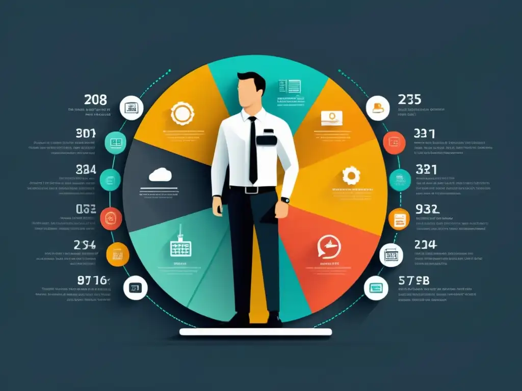 Infografía tecnológica para educar: concepto complejo simplificado en una ilustración minimalista, moderna y atractiva