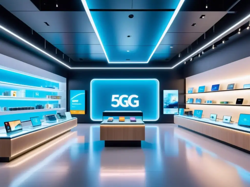 Tienda futurista con tecnología 5G revolucionando el ECommerce