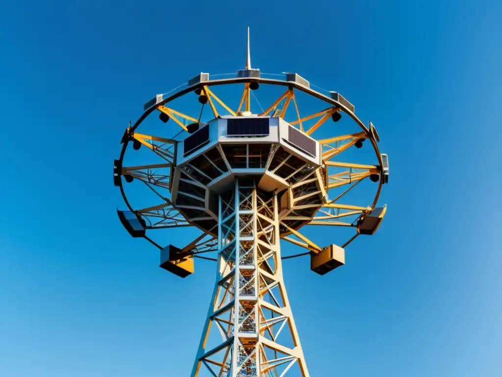 Una torre de red celular 5G con detalles ultraprecisos destaca el impacto de la gestión de datos y políticas en la tecnología 5G