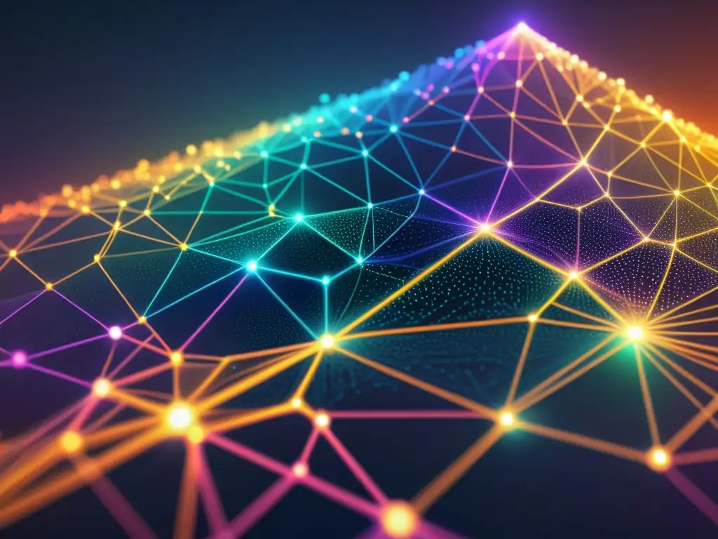 Conecta con la vanguardia de la tecnología: una red de nodos y líneas brillantes, simbolizando los avances IA en predicción de terremotos