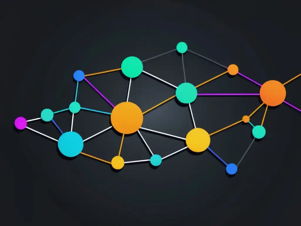 Vibrante red de nodos interconectados en una visualización impactante