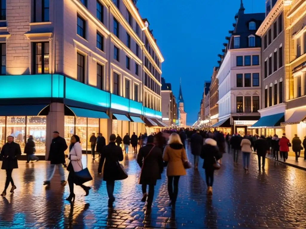 Vibrante vida urbana nocturna en una ciudad inteligente, con luces de neón y la mezcla de historia y modernidad